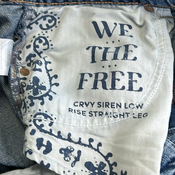 FREE PEOPLE CRVY HIGH WAIST BUTTON FLY BLUE DINEM 100% COTTON SZ 28 - Picture 4 of 12